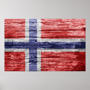 Póster bandera de madera de Noruega