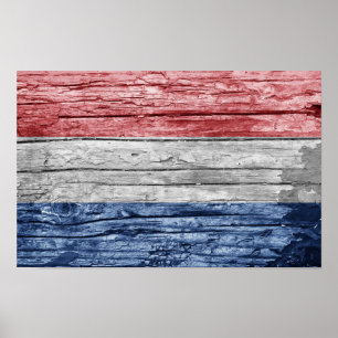 Póster bandera de madera de Países Bajos