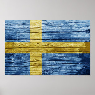 Póster Bandera de madera de Suecia