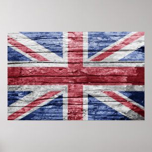 Póster bandera de madera del Reino Unido
