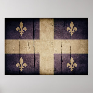 Póster Bandera de madera rugosa de Quebec