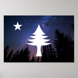 Póster Bandera de Maine 1901 - Edición Noche Starry