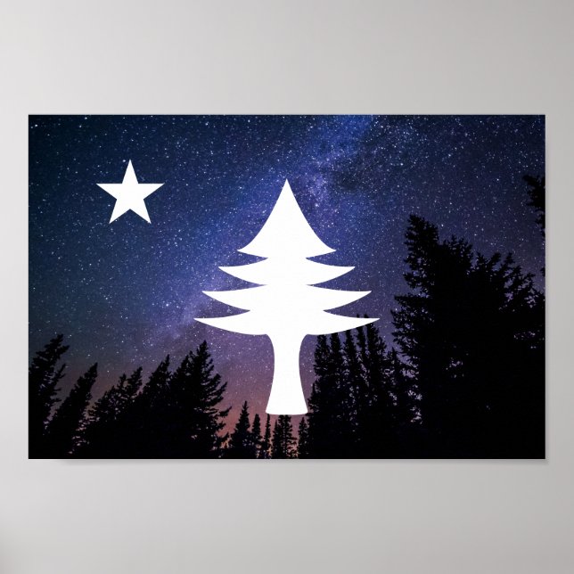 Póster Bandera de Maine 1901 - Edición Noche Starry (Frente)