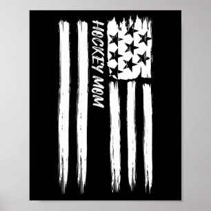Póster Bandera de Mamá de Hockey Deportes Patriótica Usa