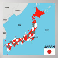 bandera de mapa político del país de japón