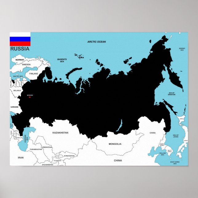 Póster bandera de mapa político del país de rusia (Frente)