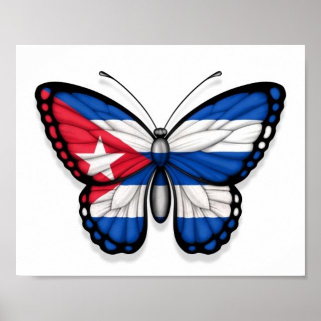 Póster Bandera de mariposa cubana (Frente)