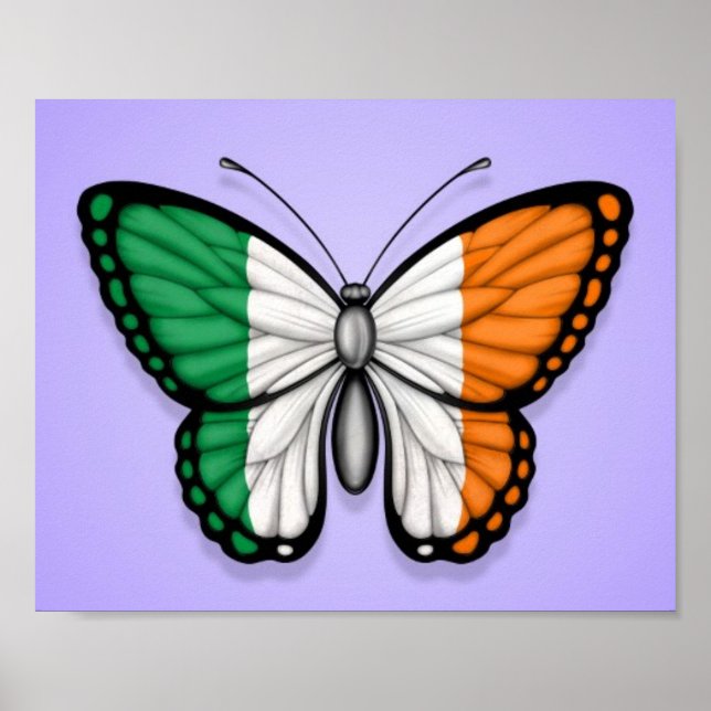 Póster Bandera de mariposa irlandesa en morado (Frente)