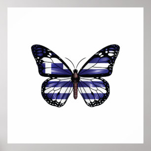 Póster Bandera de mariposa monarca de Grecia