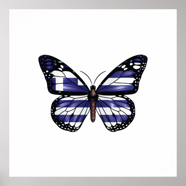 Póster Bandera de mariposa monarca de Grecia (Frente)