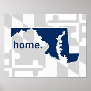 Póster Bandera de Maryland/Estado pop de color - azul mar