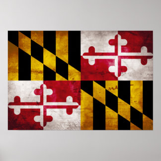 Póster Bandera de Maryland Weathered