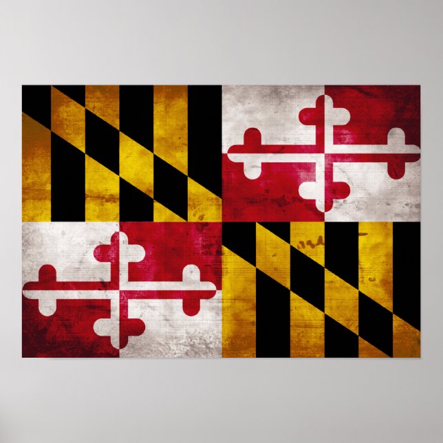 Póster Bandera de Maryland Weathered (Frente)