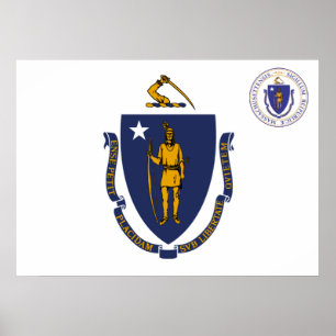 Póster Bandera de Massachusetts