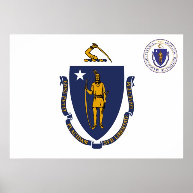 Póster Bandera de Massachusetts (Frente)