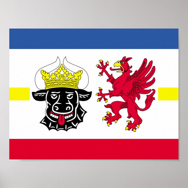 Póster Bandera de Mecklemburgo-Pomerania Occidental (Frente)