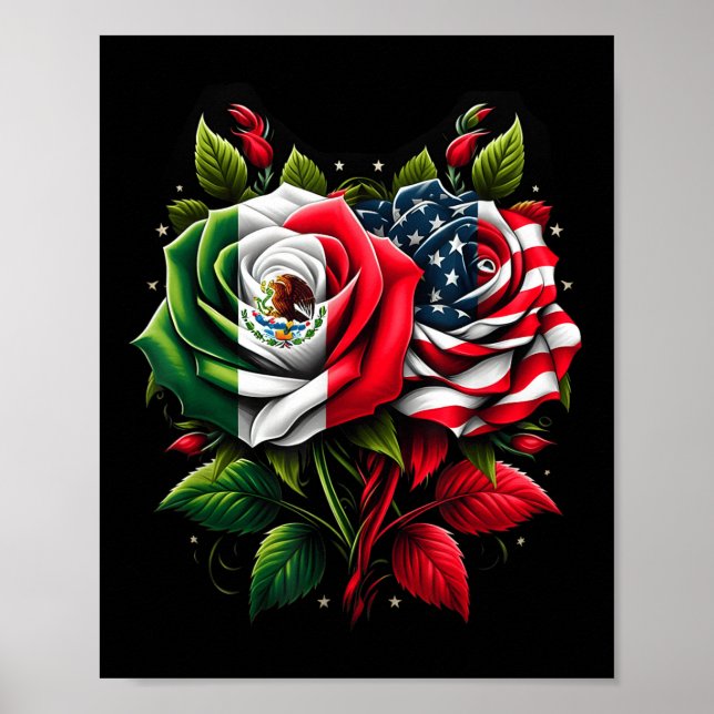 Póster Bandera De México Bandera De Estados Unidos Bander (Frente)