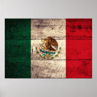 Bandera de México de madera antigua