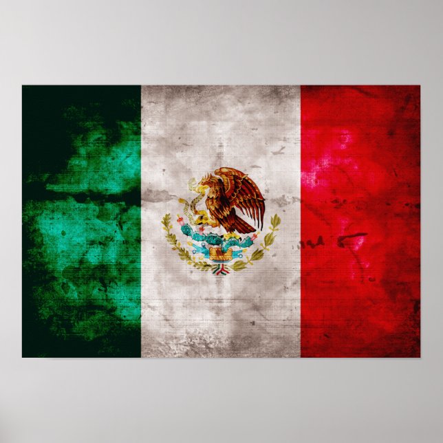 Póster Bandera de México del Weathered (Frente)