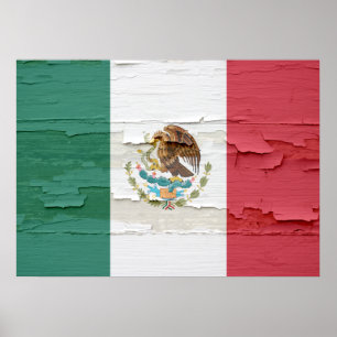 Póster Bandera de México Weathered