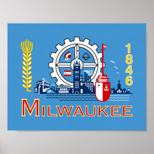 Póster Bandera de Milwaukee, Poster de Wisconsin