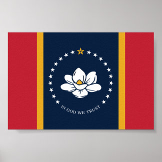 Póster Bandera de Misisipi - Nueva Bandera de Magnolia