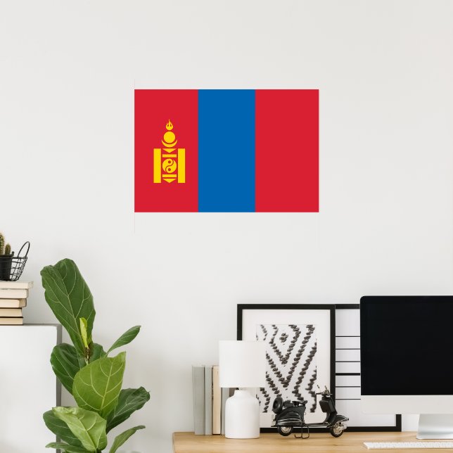 Póster Bandera de Mongolia (Oficina en casa)