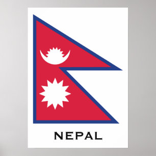 Póster Bandera de Nepal del texto del personalizado