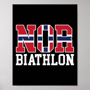 Póster Bandera de Noruega Biatlonista - Noruego Ni Biatló