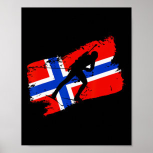 Póster Bandera de Noruega de Biatlón Esquina de Norweigan