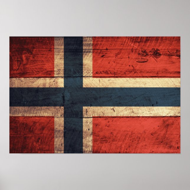 Póster Bandera de Noruega de madera (Frente)