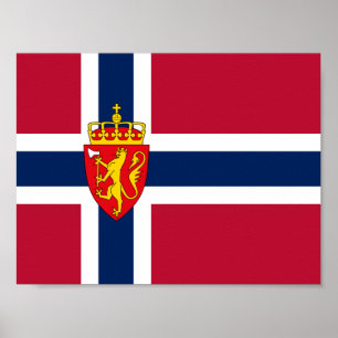 Póster Bandera de Noruega/ Escudo de armas