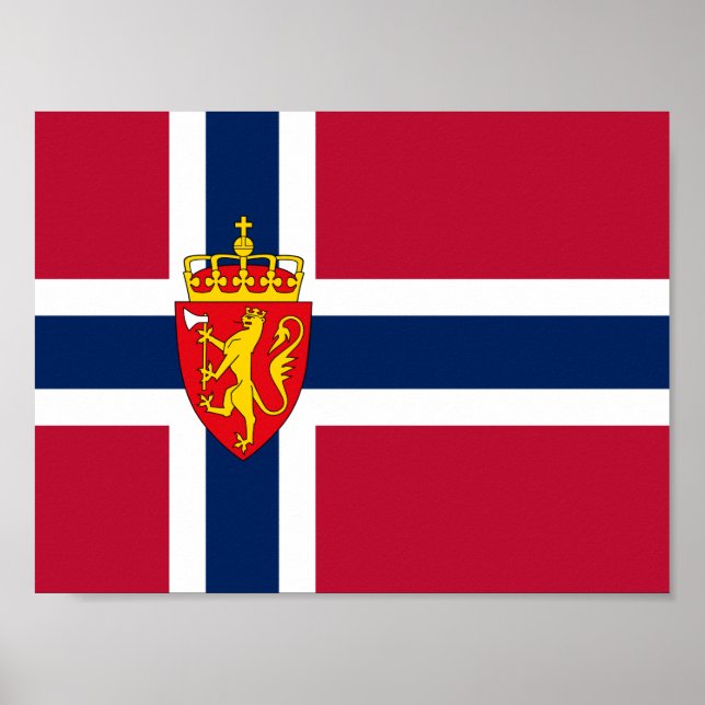 Póster Bandera de Noruega/ Escudo de armas (Frente)