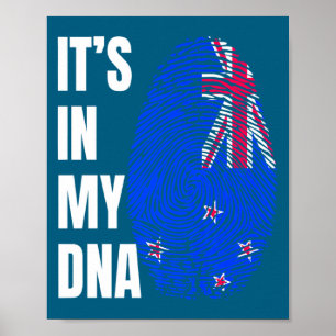 Póster Bandera de Nueva Zelanda Biometría ADN de Huella D