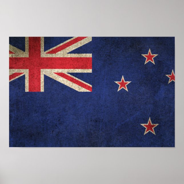 Póster Bandera de Nueva Zelanda con problemas de cosecha (Frente)
