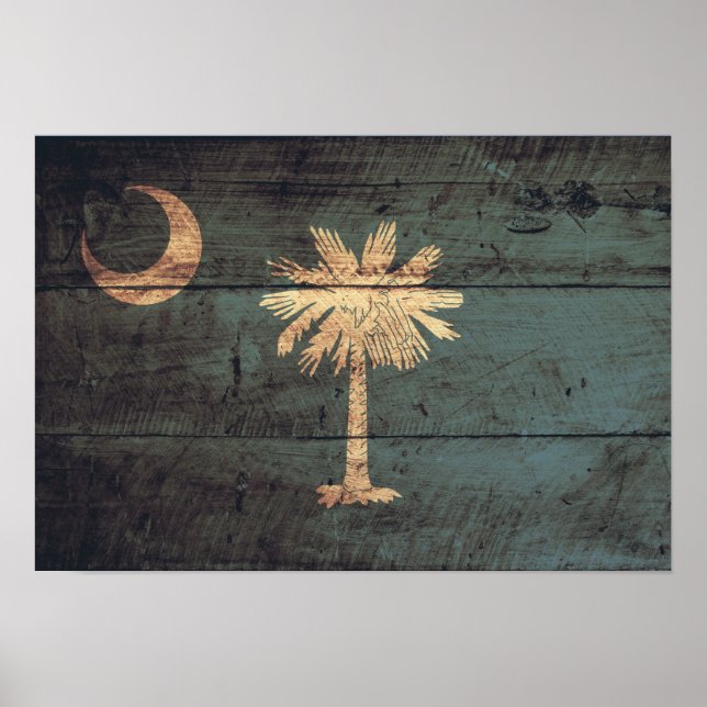 Póster Bandera de Old Wood South Carolina; (Frente)