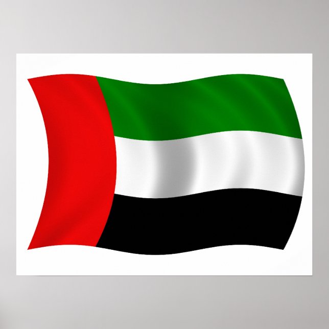 Póster Bandera de ondeo de Emiratos Árabes Unidos (Frente)