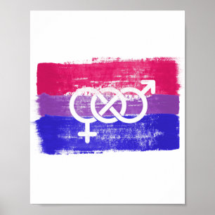 PÓSTER BANDERA DE ORGULLO CON SÍMBOLO BISEXUAL PINTADA