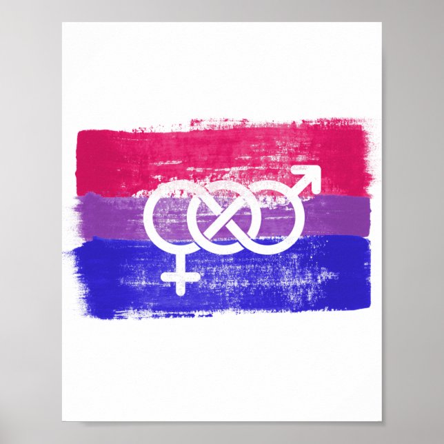 PÓSTER BANDERA DE ORGULLO CON SÍMBOLO BISEXUAL PINTADA (Frente)