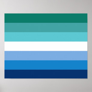 Póster Bandera de Orgullo Gay Masculino (Azul)