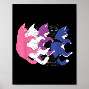 Póster Bandera de orgullo Genderfluid LGBTQ - Cats Pile G