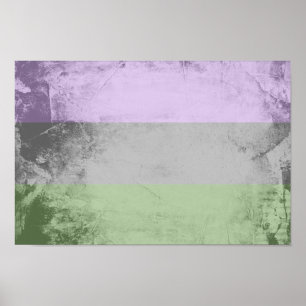 Póster Bandera de orgullo genderqueer