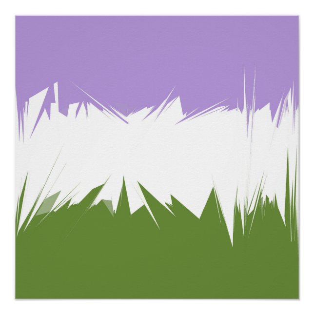 Póster Bandera de orgullo Genderqueer abstracta y zigzagu (Anverso)