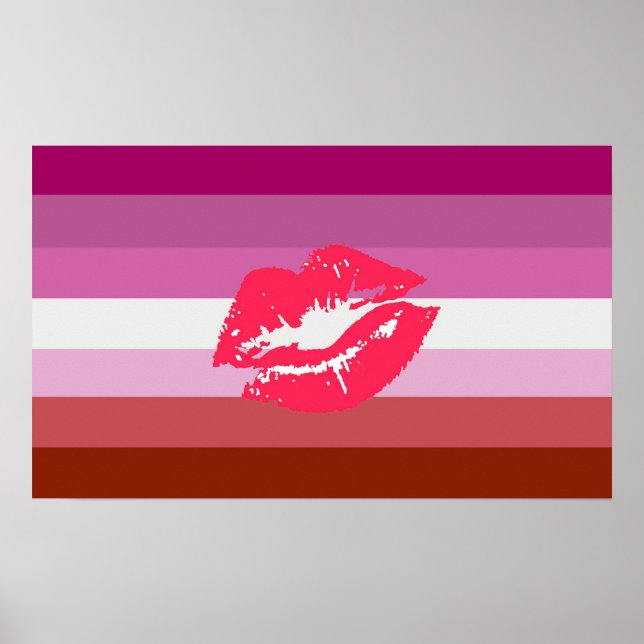 Póster Bandera de orgullo lesbiana de labial (Frente)