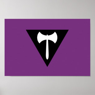 Póster Bandera de Orgullo Lesbiana Hacha Púrpura