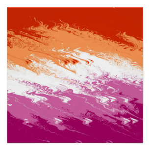 Póster Bandera de orgullo lésbico abstracto trippy groovy