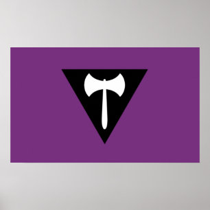 Póster Bandera de orgullo lésbico Hacha púrpura