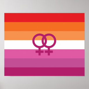Póster Bandera de orgullo lésbico WLW (Atardecer)