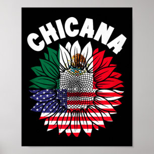 Póster Bandera de orgullo mexicano Chicana raíces de Méxi