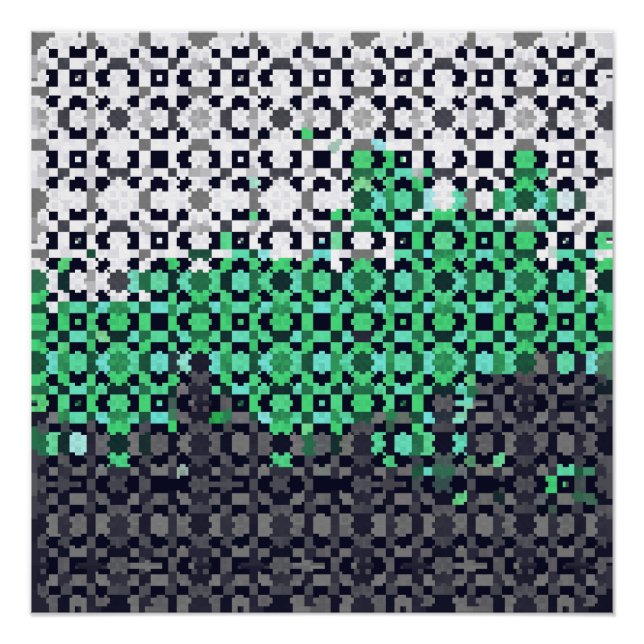 Póster Bandera de orgullo Neutrois abstracta pixelada tri (Anverso)